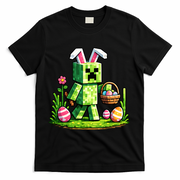 Egg Hunting Gamer Easter Pixel Bunny  T-Shirt - Black