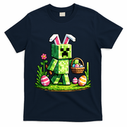 Egg Hunting Gamer Easter Pixel Bunny  T-Shirt - Navy