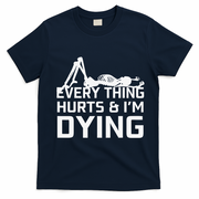 Everything Hurts & Im Dying Workout Funny Skeleton T-Shirt - Navy Blue