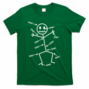 Everything Hurts Stick Man In Pain T-Shirt - Green