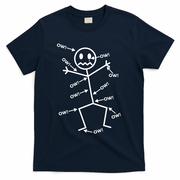 Everything Hurts Stick Man In Pain T-Shirt - Navy