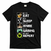 Eat Sleep Anime Gaming Repeat Kawaii Otaku Manga T-Shirt - Black
