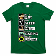 Eat Sleep Anime Gaming Repeat Kawaii Otaku Manga T-Shirt - Irish Green