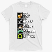 Eat Sleep Anime Gaming Repeat Kawaii Otaku Manga T-Shirt - White