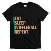 Eat Sleep Wiffleball Repeat Funny T-Shirt - Black