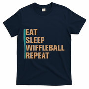 Eat Sleep Wiffleball Repeat Funny T-Shirt - Navy