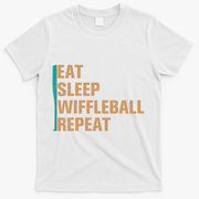 Eat Sleep Wiffleball Repeat Funny T-Shirt - White