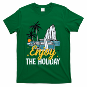 Enjoy The Holiday Summer Beach Palm Hawaiian T-Shirt - Green