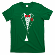 Elegant Tuxedo Red Rose Bow Tie Costume Party Tux T-Shirt - Irish Green