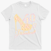 Fabulous & 40 Sparkly Heel 40th Birthday T-Shirt - White