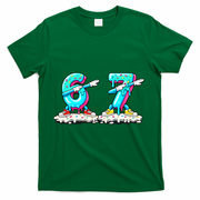 Funny 67 Meme Six Seven 6-7 Meme Ice Cream Drip T-Shirt - Green