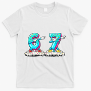 Funny 67 Meme Six Seven 6-7 Meme Ice Cream Drip T-Shirt - White