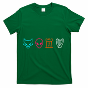 Fox Alien Castle Harp Mystic Icons Emblem T-Shirt - Green