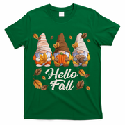 Funny Autumn Gnomes Autumn Leaves Hello Fall  T-Shirt - Green