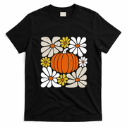 Fall Autumn Halloween Pumpkin Pattern T-Shirt - Black