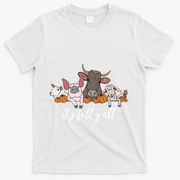 Farm Animals ItS Fall YAll Pumpkins Autumn Halloween Gift T-Shirt - White