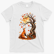 Fox And Owl Autumn Fall T-Shirt - White