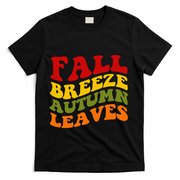 Fall Breeze Autumn Leaves Retro T-Shirt - Black