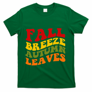 Fall Breeze Autumn Leaves Retro T-Shirt - Green