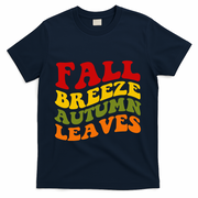 Fall Breeze Autumn Leaves Retro T-Shirt - Navy