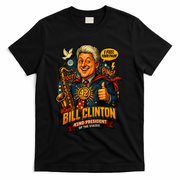 Funny Bill Clinton – Vintage 90s President Sax Design T-Shirt - Black