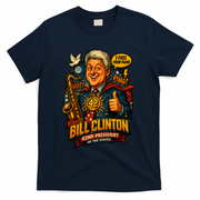 Funny Bill Clinton – Vintage 90s President Sax Design T-Shirt - Navy