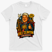 Funny Bill Clinton – Vintage 90s President Sax Design T-Shirt - White