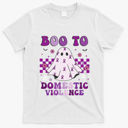 funny Boo Domestic Violence Awareness T-Shirt - White