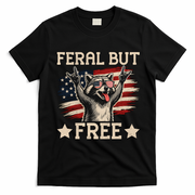Feral But Free Raccoon USA Freedom America T-Shirt - Black