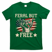 Feral But Free Raccoon USA Freedom America T-Shirt - Irish Green