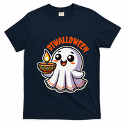 Fun Boo Ghost Lantern Diwali Deepavali Halloween Diwalloween T-Shirt - Navy Blue