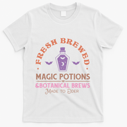 Fresh Brewed Halloween Witch Sign Witchy Mystical Magical Cute Gift T-Shirt - White