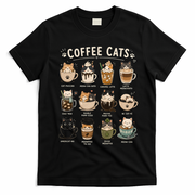 Funny Coffee Cats Cute Cat Themed Beverage T-Shirt - Black