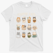 Funny Coffee Cats Cute Cat Themed Beverage T-Shirt - White