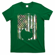 Funny Cute Camo US America Flag Turkey Day Hunting Thanksgiving T-Shirt - Green