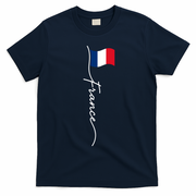 French Culture Classic France Signature Flag T-Shirt - Navy Blue