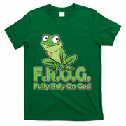 Funny Christian FROG Fully Rely On God T-Shirt - Green