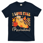 Funny Cute I Love Fall Prevention Retro Cartoon Socks Autumn Lover T-Shirt - Navy