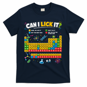 Funny Can Lick It Science Theme Periodic Table Humor T-Shirt - Navy