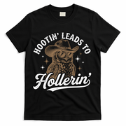 Funny Cowboy Owl Hootin Leads To Hollerin T-Shirt - Black