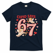 Funny Cupid Says 6-7 Valentines Day 67 Meme T-Shirt - Navy Blue