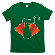 Funny Cute Thanksgiving Cat Turkey T-Shirt - Green
