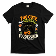 Funny Cute To Spook Too Spooked To People Halloween Cat  T-Shirt - Black