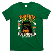 Funny Cute To Spook Too Spooked To People Halloween Cat  T-Shirt - Irish Green