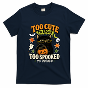 Funny Cute To Spook Too Spooked To People Halloween Cat  T-Shirt - Navy Blue