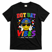 Funny Dot Day Vibes Smile Face Polka Dot T-Shirt - Black