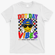 Funny Dot Day Vibes Smile Face Polka Dot T-Shirt - White