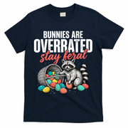 Funny Easter Bunnies Are Overrated Stay Feral Raccoon T-Shirt - Navy