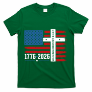 Faith Freedom 250 Years 1776-2026 USA American Flag Cross T-Shirt - Green