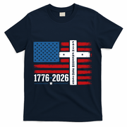 Faith Freedom 250 Years 1776-2026 USA American Flag Cross T-Shirt - Navy